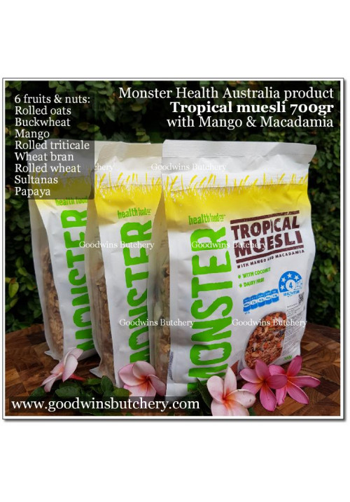Muesli TROPICAL with MANGO & MACADAMIA Monster Health Food Co. Australia 700g EXP 5/8/2022